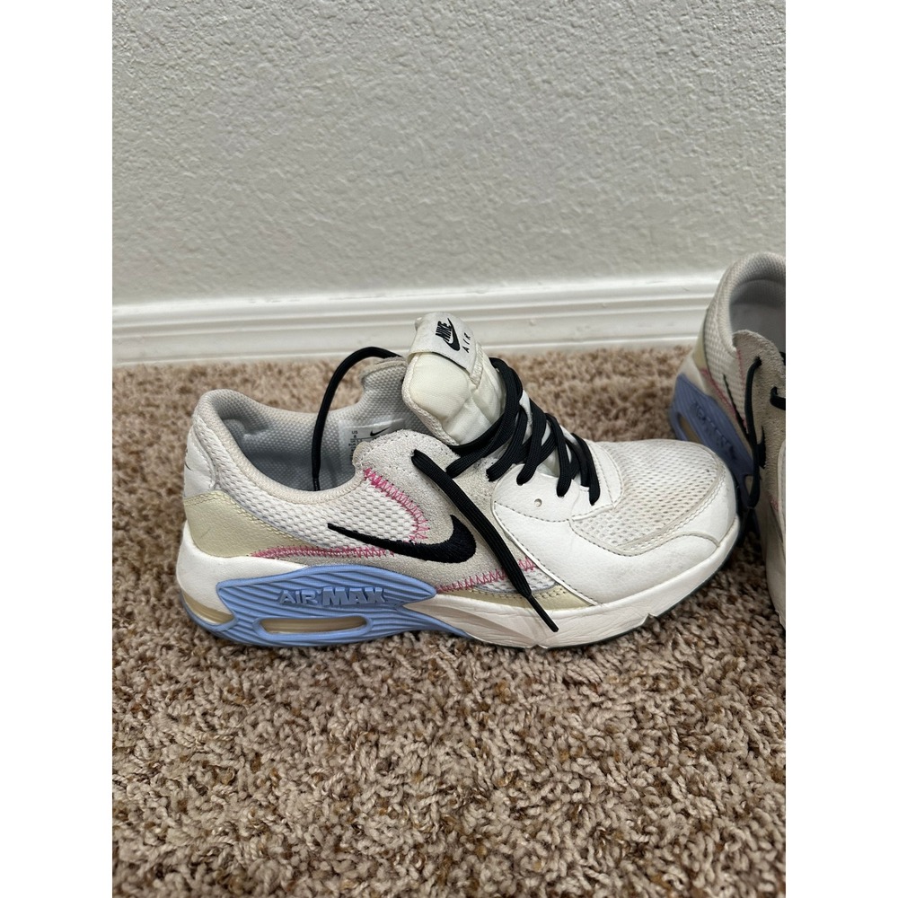 Nike Air Max Excee Womens White Black Blue Pink Stitch Sneakers Size 8
